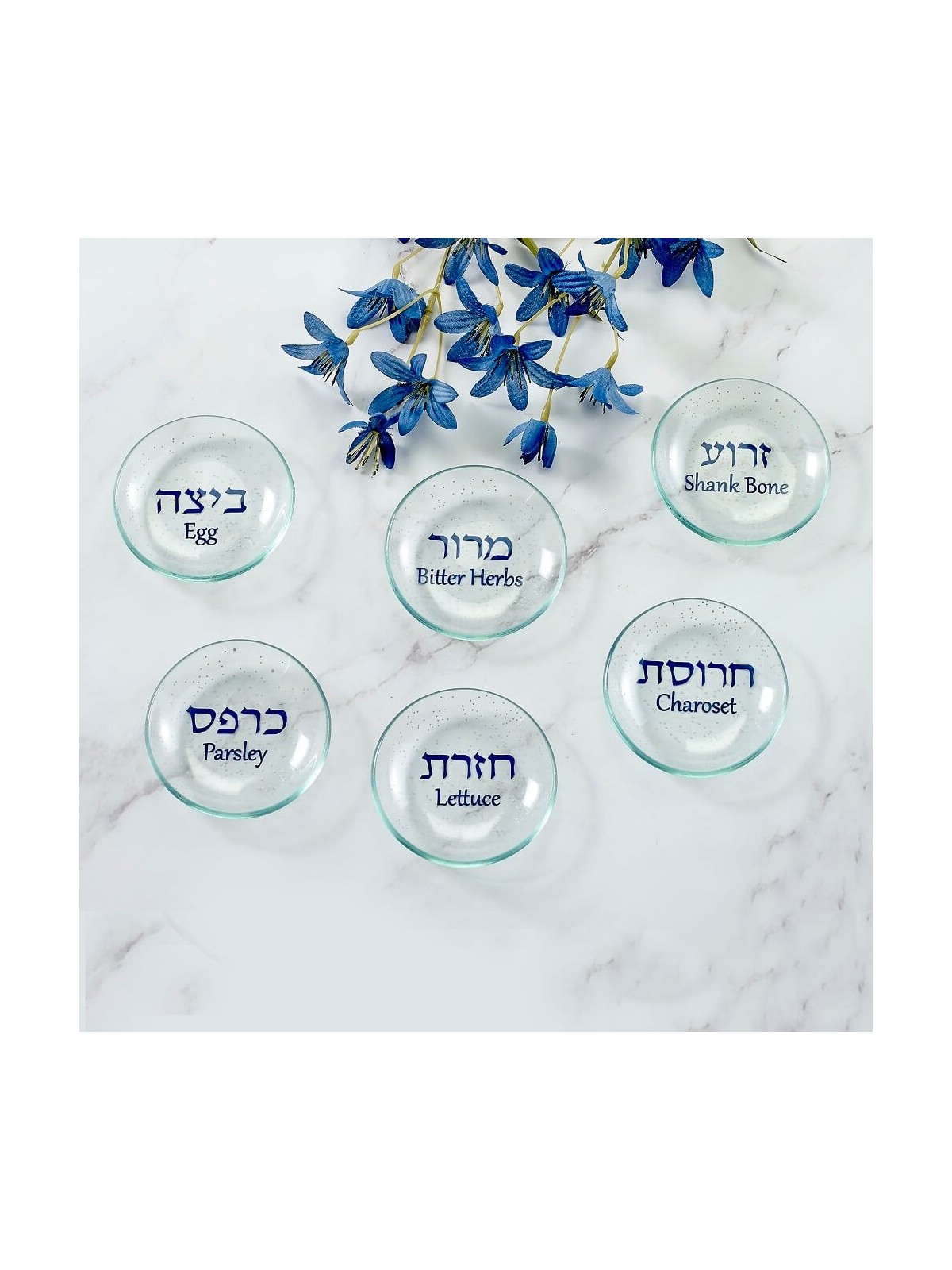 משטחי צלחות הסדר מזכוכית | פסח | יוּדָאִיקָה